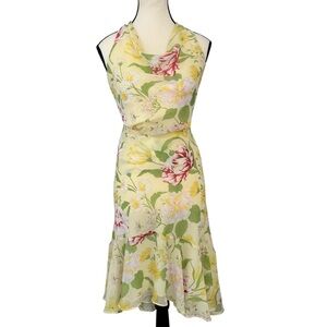 Vintage Lori Ann Pale Yellow Floral Two-Piece Skirt Set – Y2K Halter Top Size 4